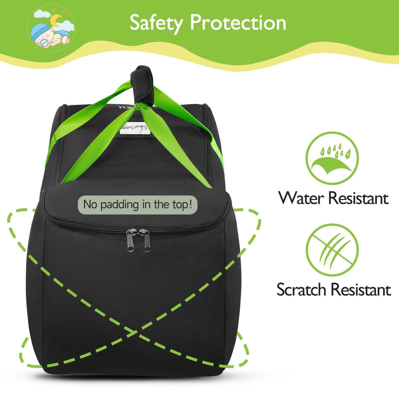 YOREPEK bottom bumper feet protecting bag and car seat during placement