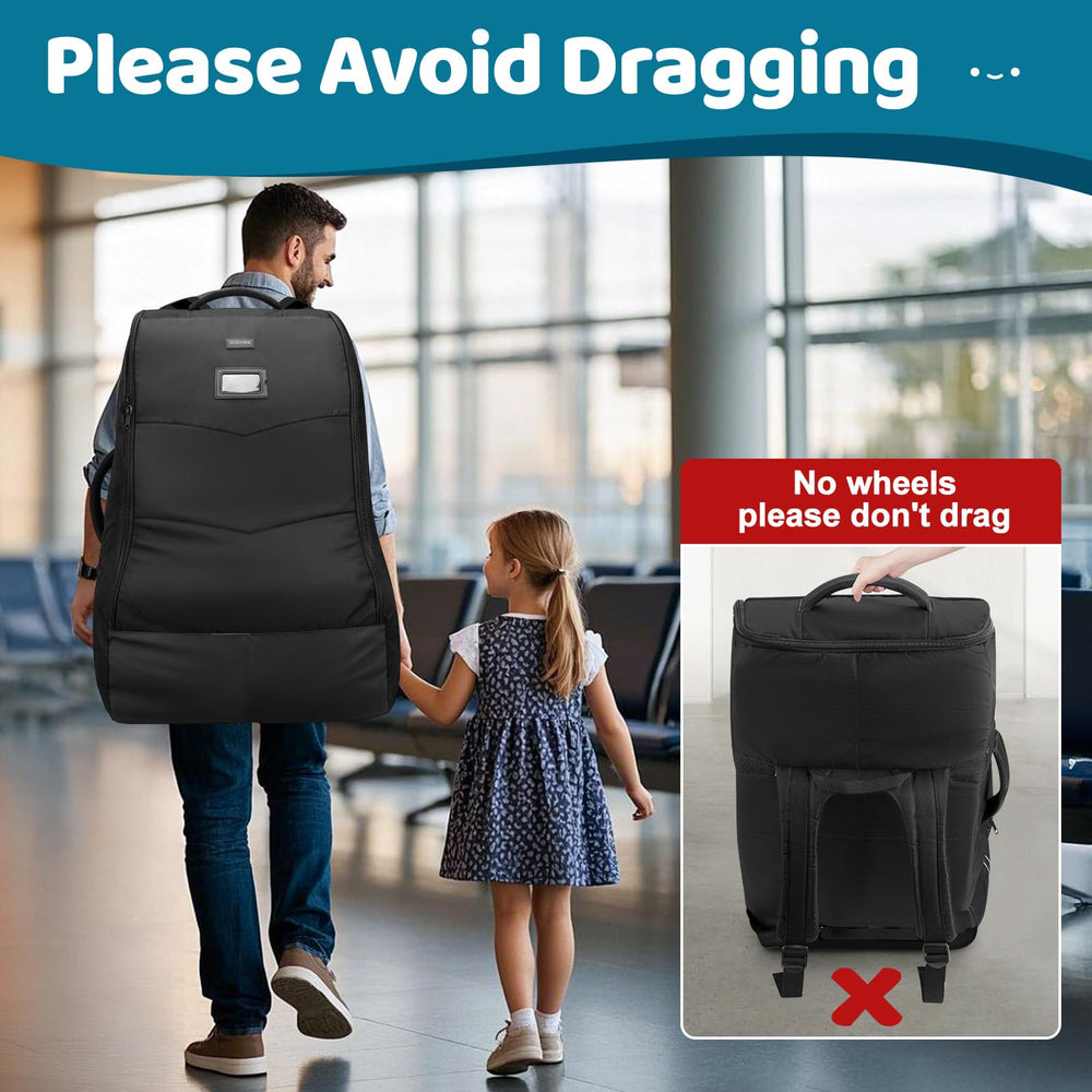 YOREPEK car seat bag adjustable padded backpack straps for hands-free transport.