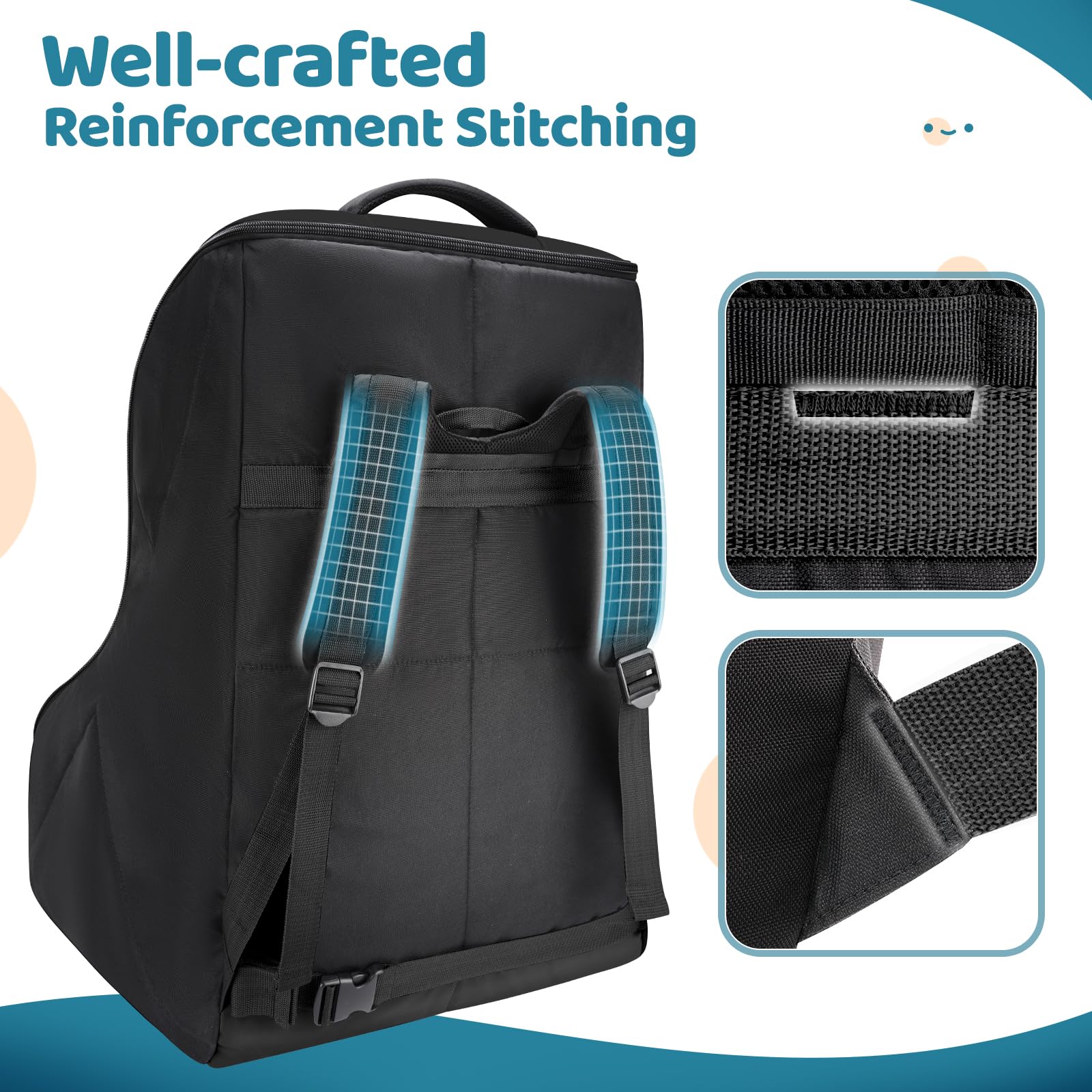YOREPEK car seat bag double zip opening for secure access at check-in.