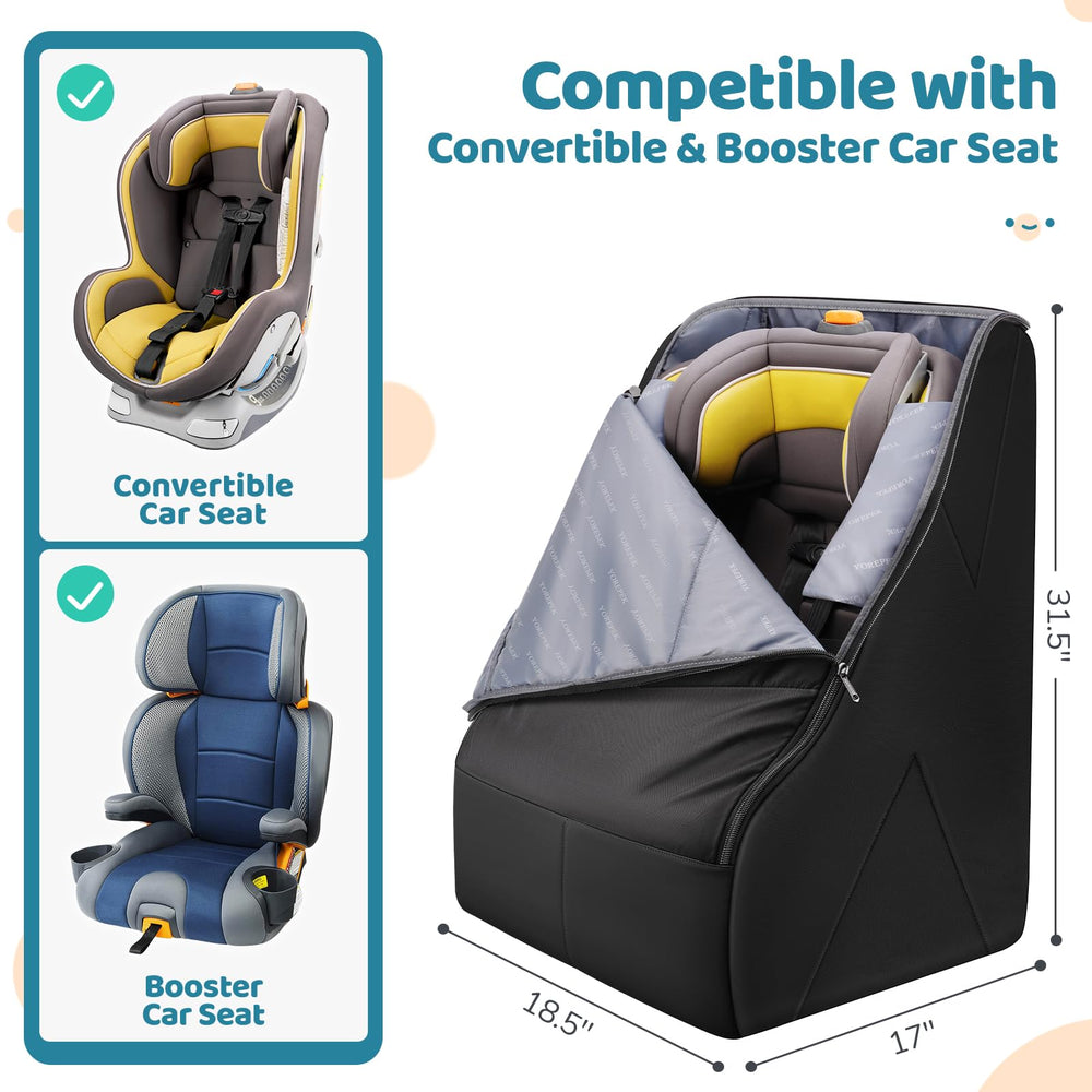 YOREPEK car seat bag showing internal fixation straps for secure seat positioning.