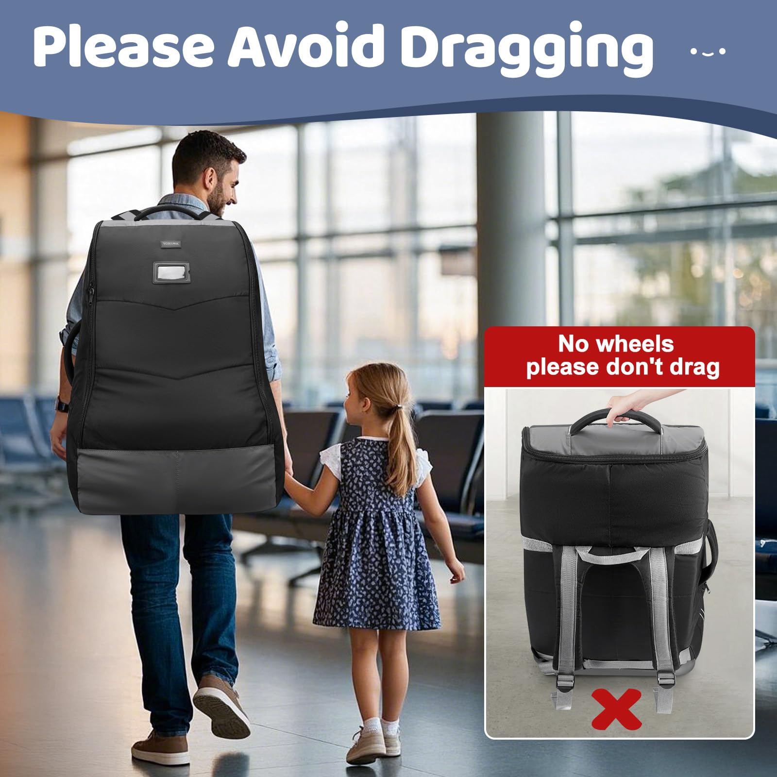 YOREPEK car seat bag name tag slot for quick airport identification