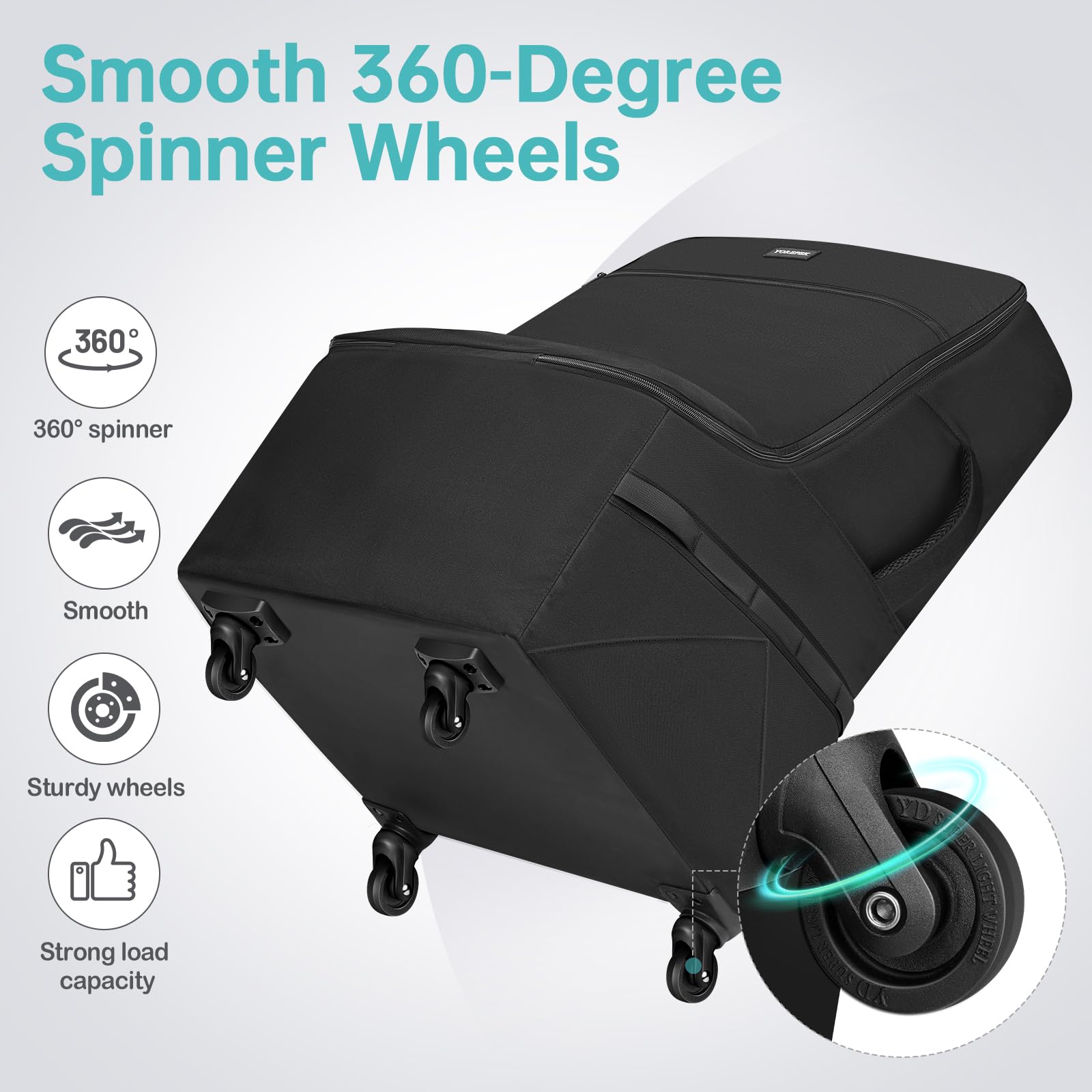 YOREPEK car seat bag stability bottom showing upright rolling