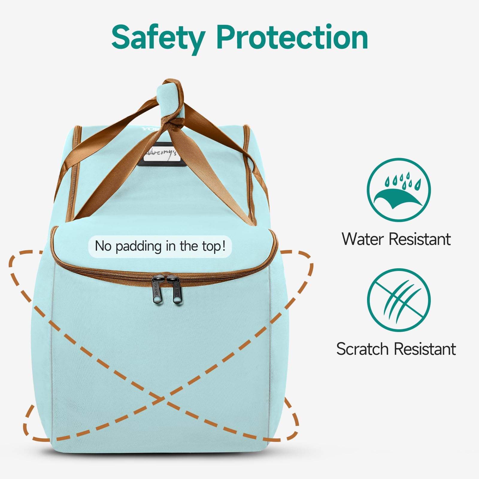 YOREPEK car seat travel bag with bottom bumper feet protecting floors.