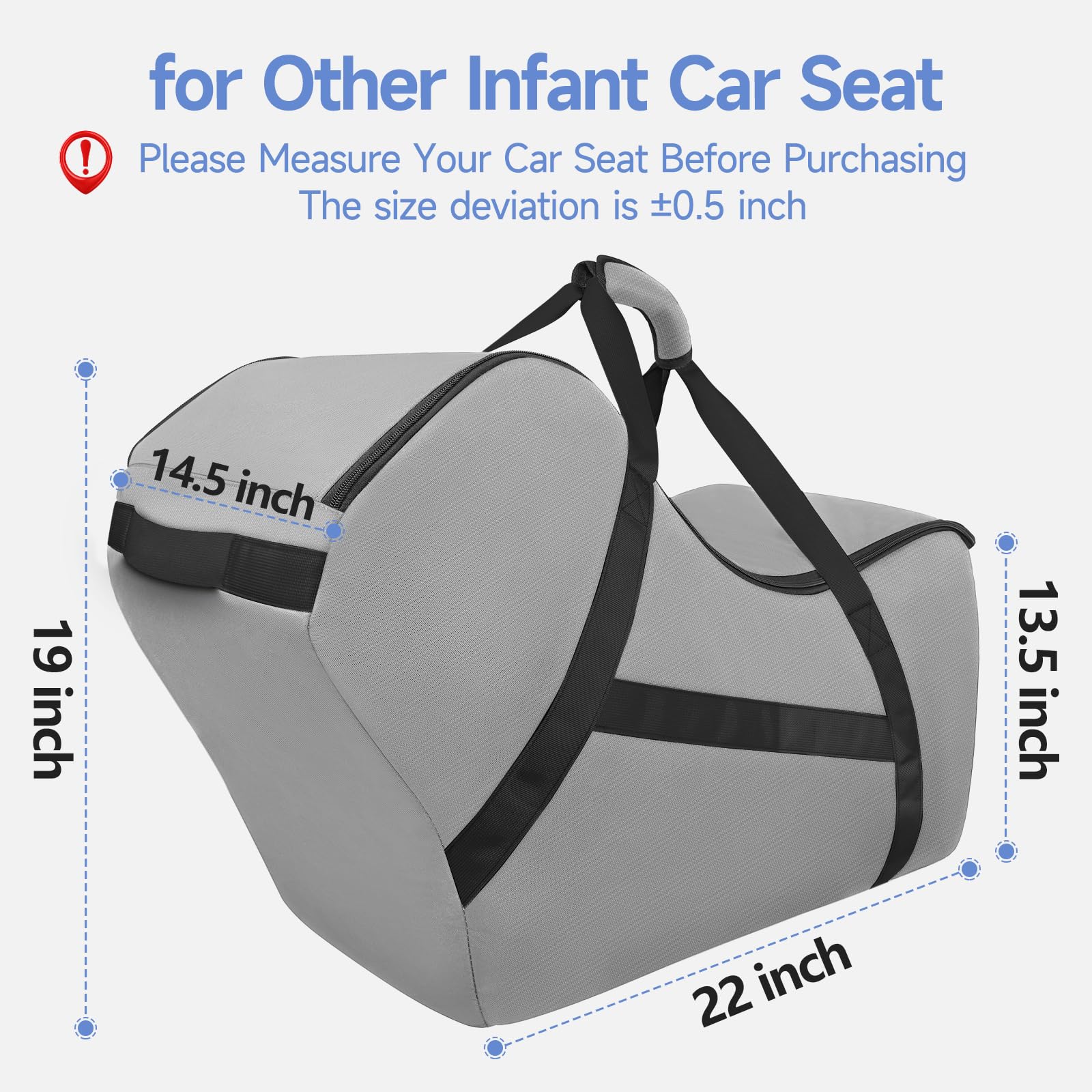 YOREPEK car seat travel bag dimensions label view helps quick boarding decisions