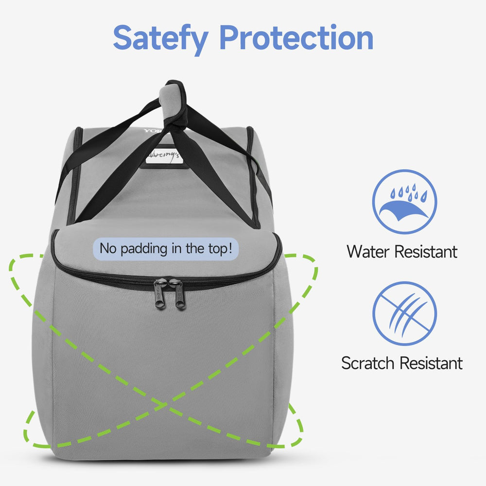 YOREPEK padded-handles view emphasizes comfortable carrying during airport check-ins