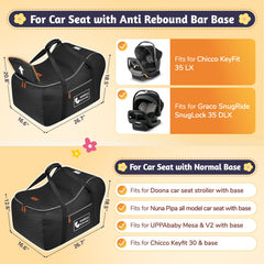 YOREPEK car seat travel bag with padding protects infant seat during transport.