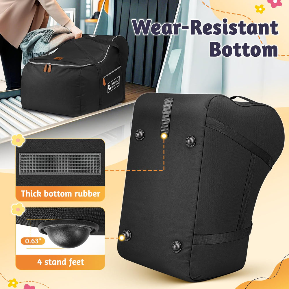 YOREPEK car seat travel bag side pocket neatly holds clothes and toys for quick access.