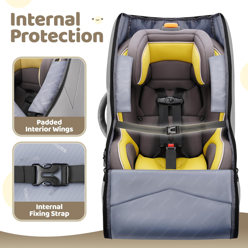 YOREPEK double-zip opening secures the car seat during check-in.
