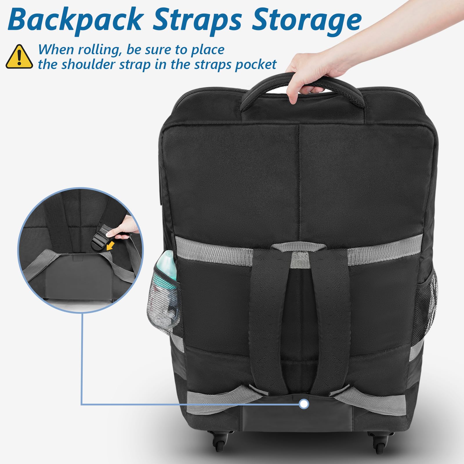 YOREPEK four swivel wheels enable smooth multi-directional rolling in crowded airports.