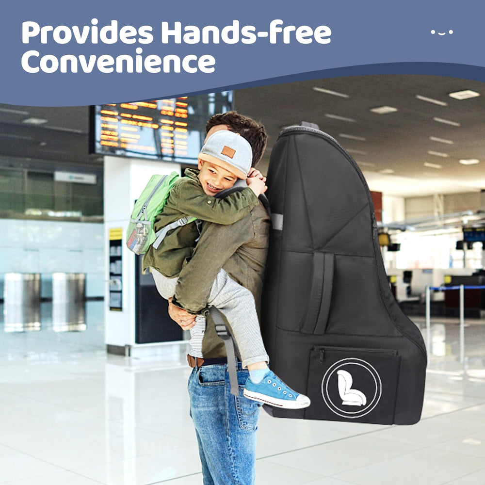 YOREPEK gate-check bag in use illustrating secure car seat storage during airport handling