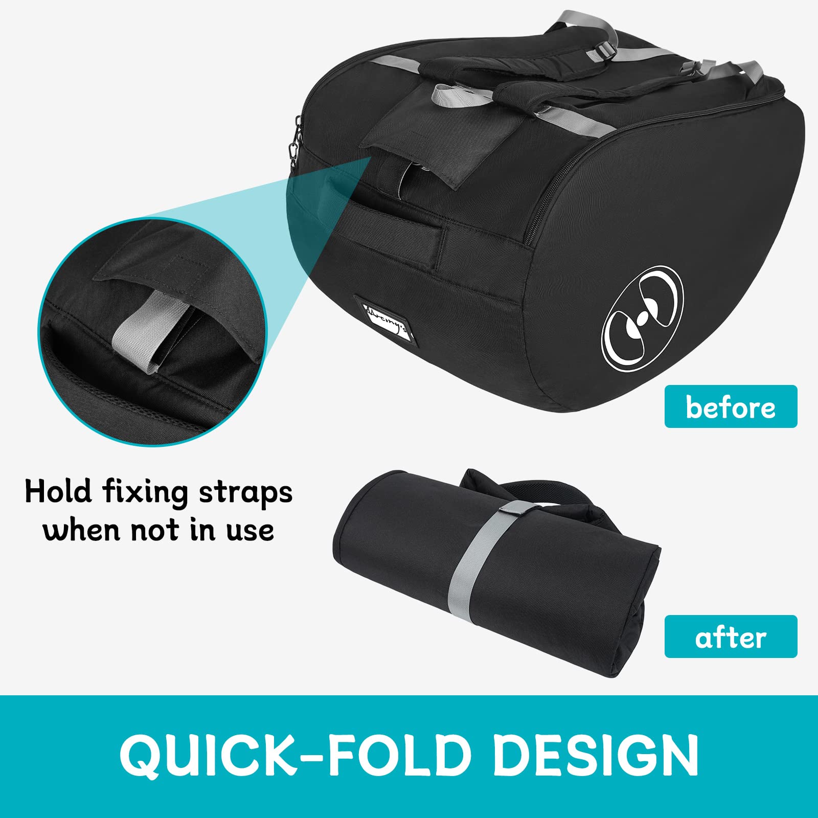 YOREPEK padded car seat travel bag backpack straps enable hands-free travel with baby gear.