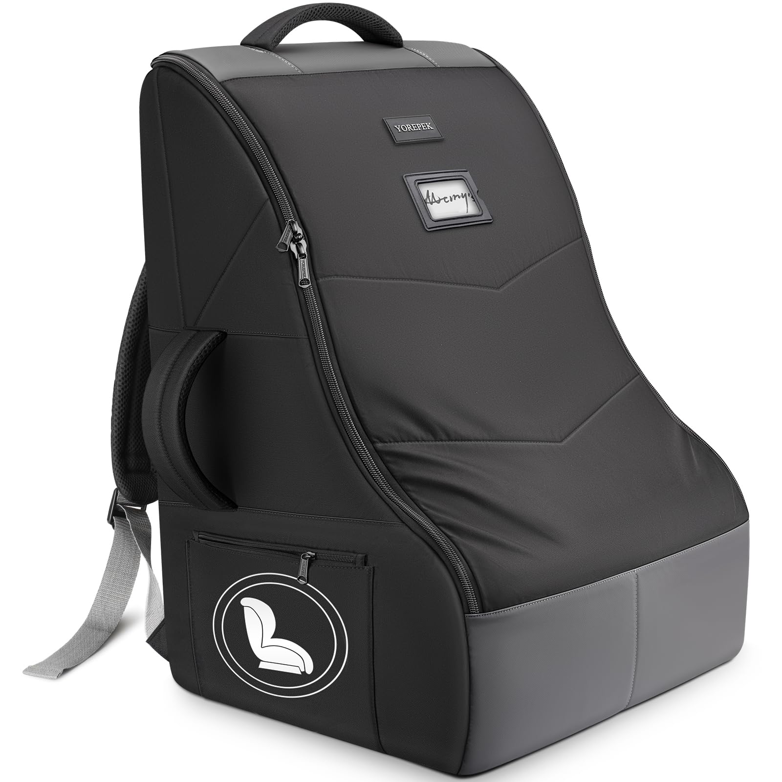 YOREPEK padded car seat travel bag front view showing protective padding for secure transport