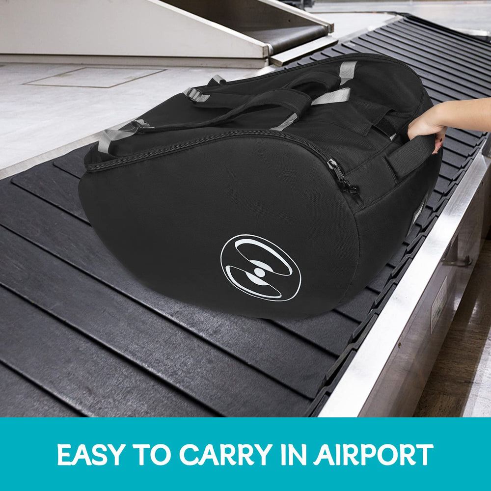 YOREPEK padded car seat travel bag name card slot helps quick ID at gate.