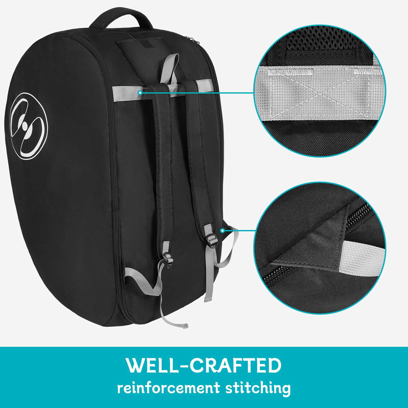 YOREPEK padded car seat travel bag padded handles emphasize comfortable lifting.
