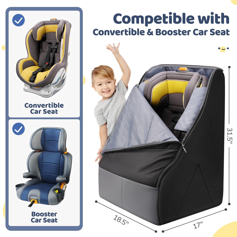 YOREPEK padded car seat travel bag side view highlighting extra storage and protection