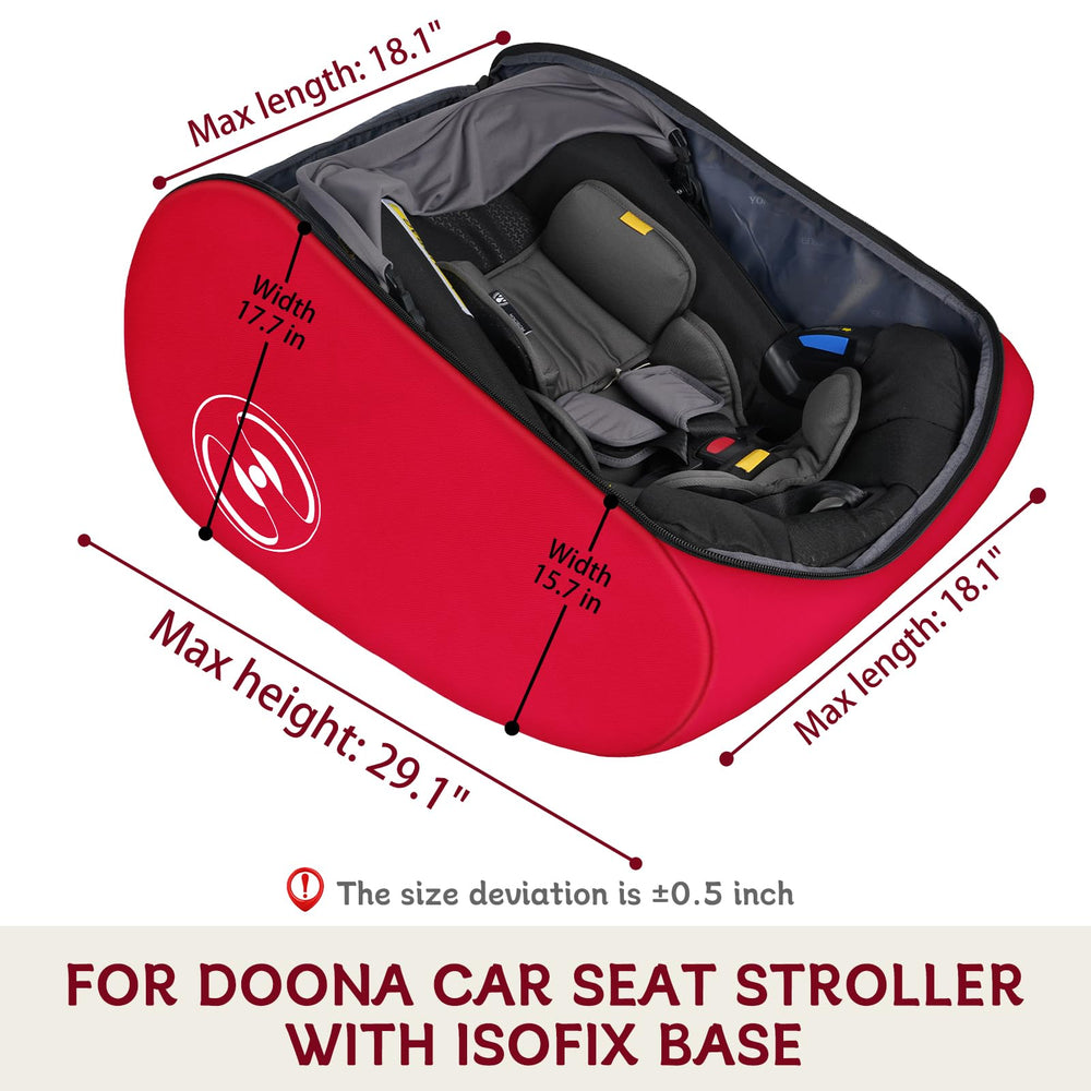 YOREPEK padded stroller travel bag with Doona-compatible focus secures compatible stroller on flights.