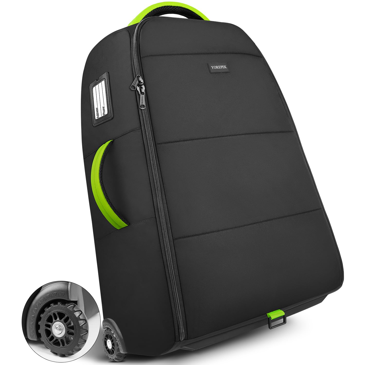 YOREPEK padded stroller travel bag with wheels for smooth airport transport.