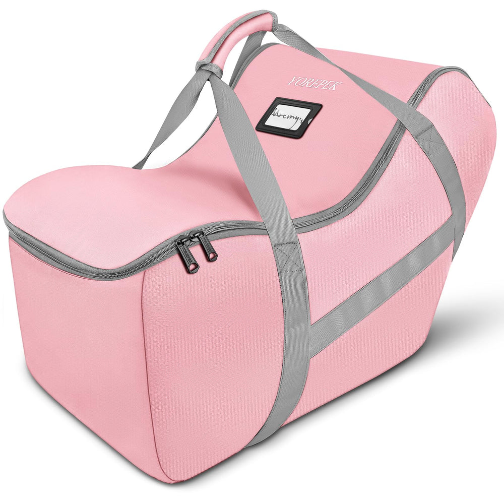 YOREPEK pink infant car seat travel bag showing padding protection for airplane travel