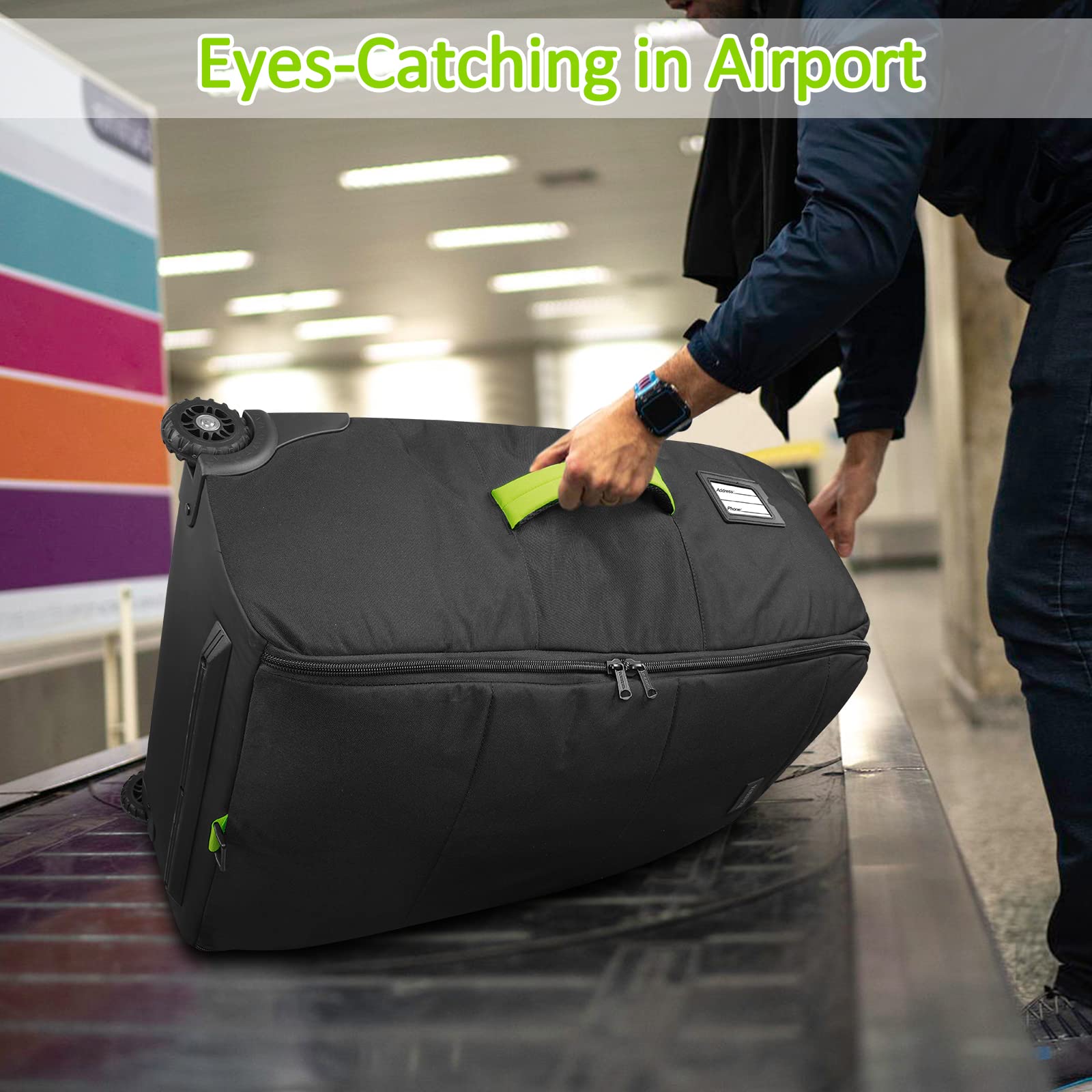 YOREPEK stroller bag collapsible design stores compactly when not in use.