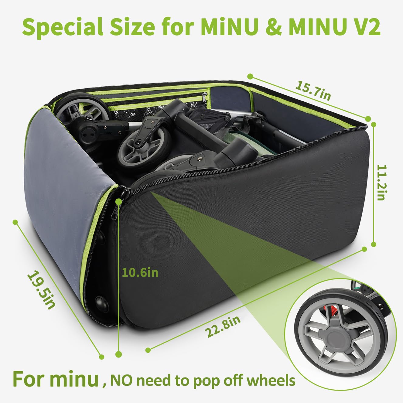 YOREPEK stroller bag for UPPAbaby MINU fit ensures wheels stay intact during gate check