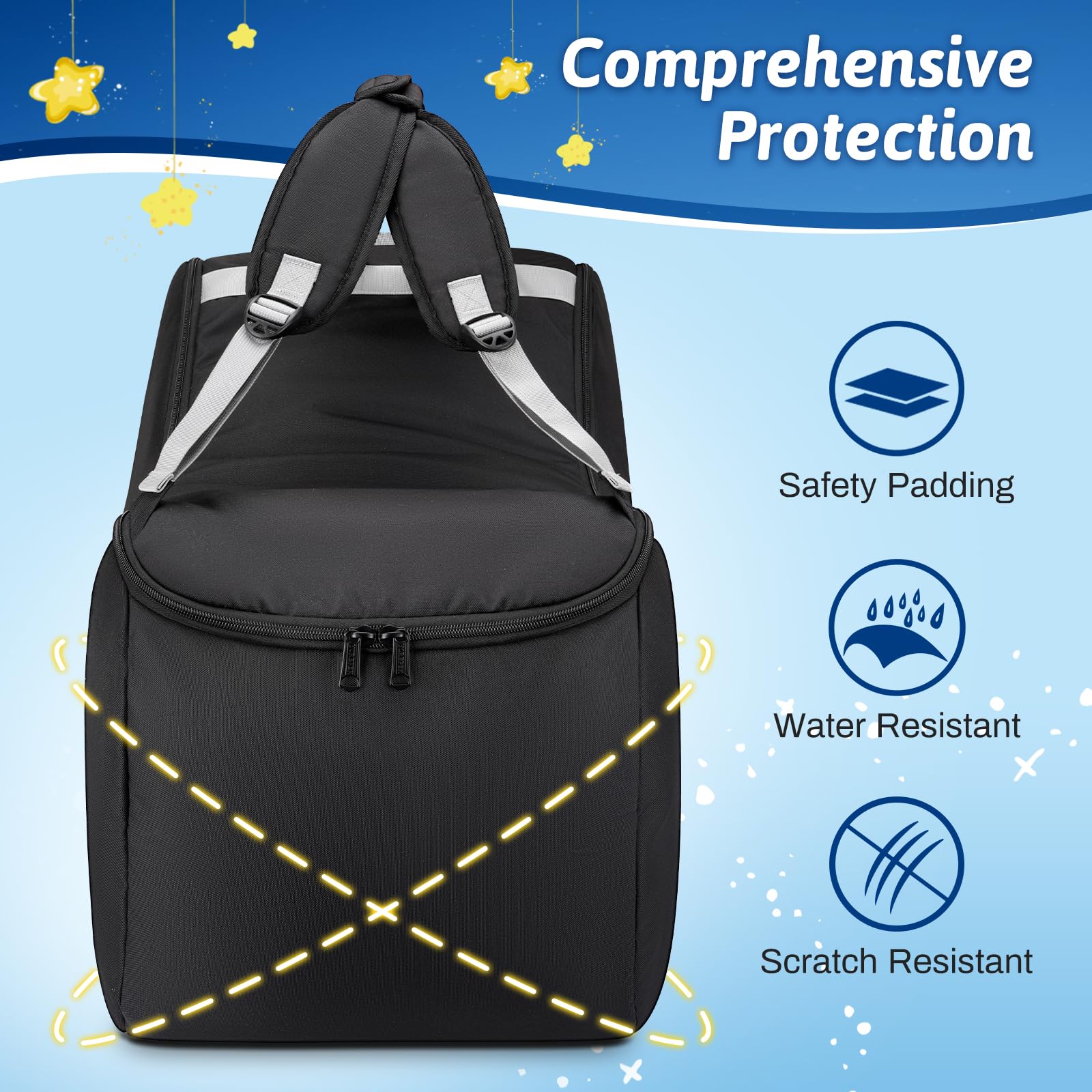 YOREPEK travel bag side pocket storage for diapers and toys