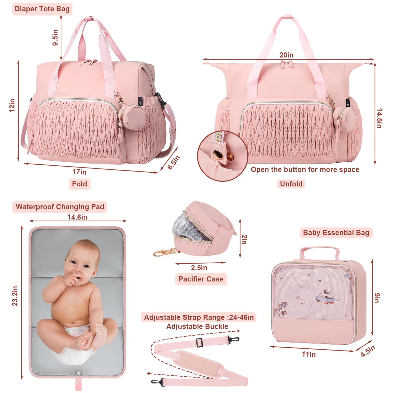 Yorige diaper tote bag luggage sleeve simplifies travel with a stroller