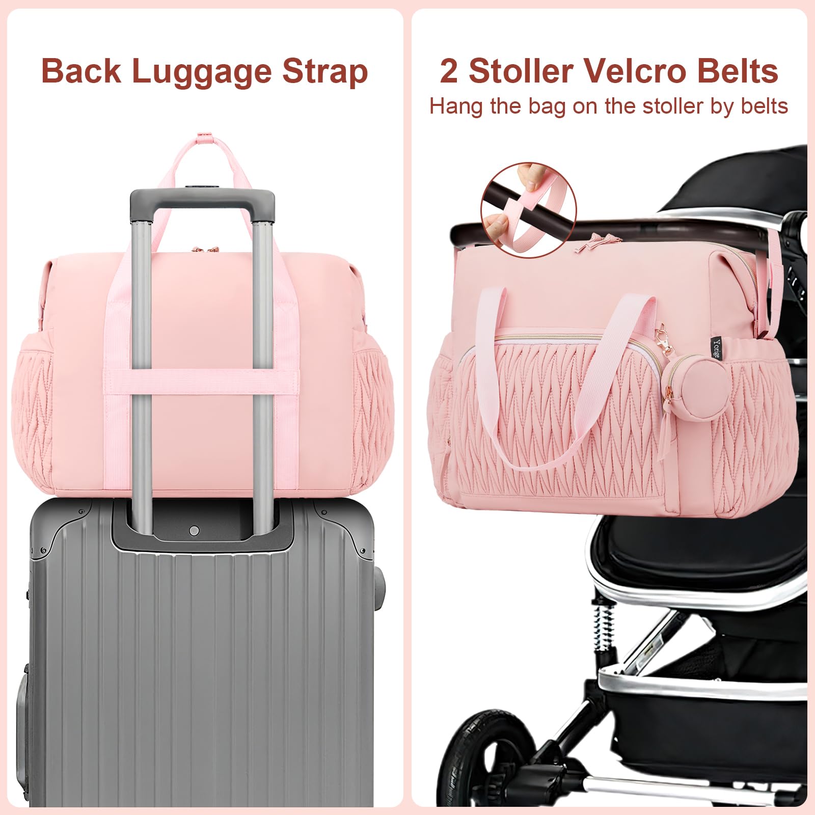 Yorige diaper tote bag stroller straps free your hands for outings