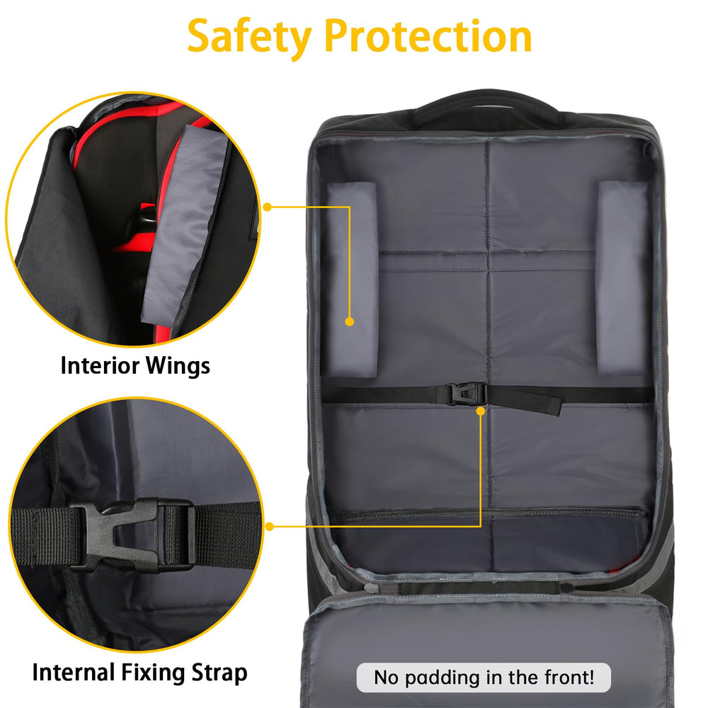 YOREPEK car seat bag internal strap keeps seat secure during travel.