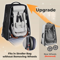 YOREPEK stroller bag shows no wheel removal needed for quick packing.