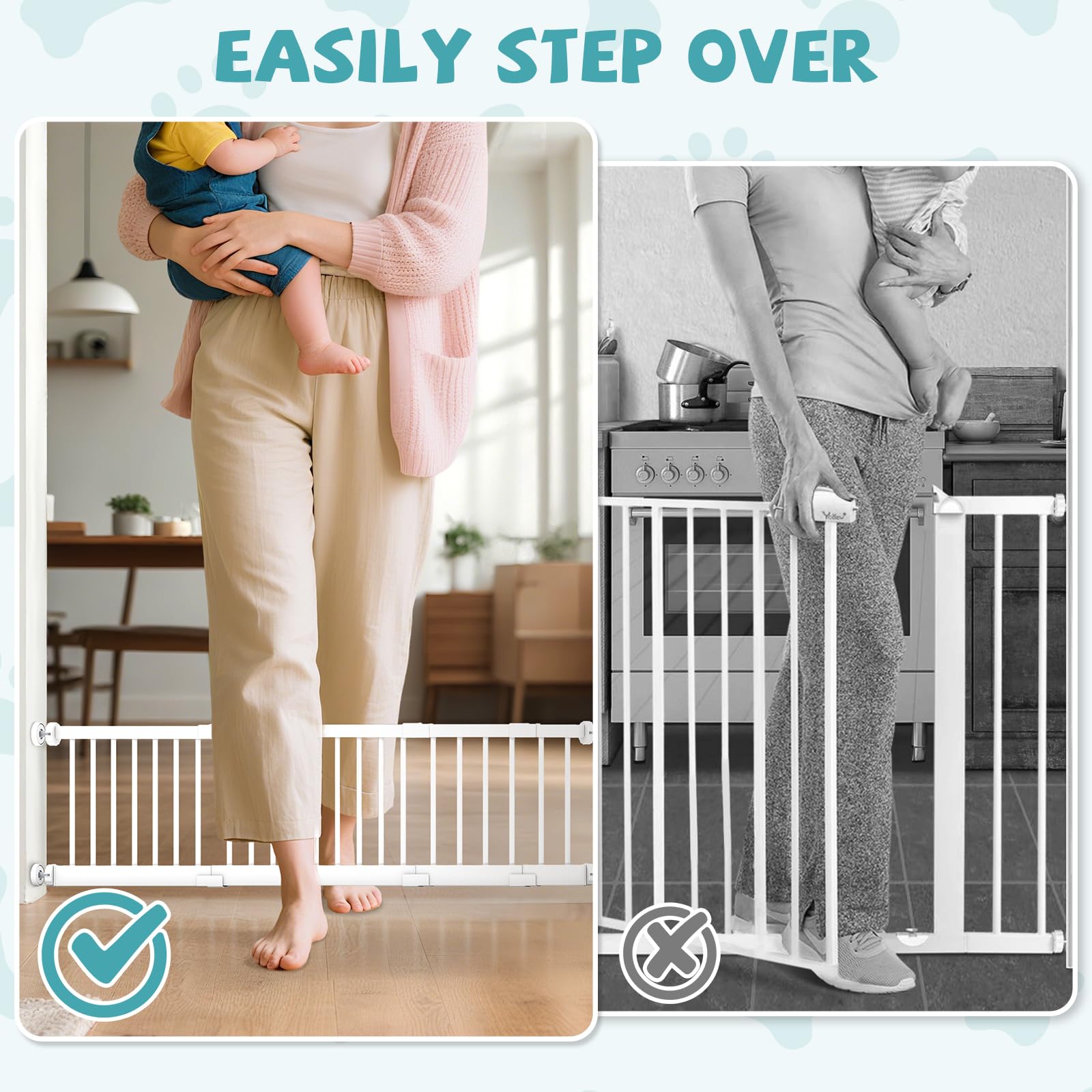YORWHIN 10-inch tall step-over gate enables effortless adult passage