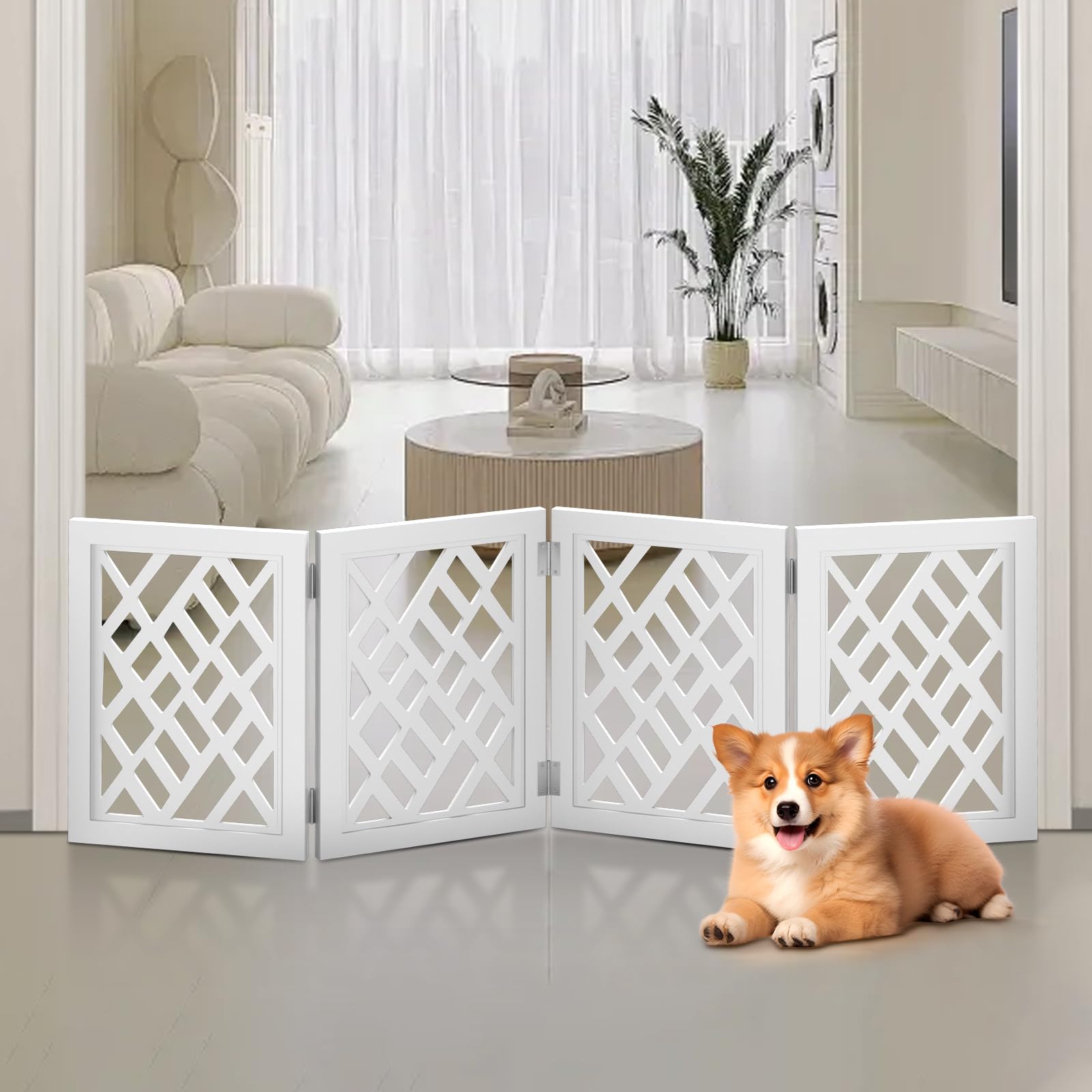 YORWHIN Cut-Out Gate in kitchen setup for pet containment during cooking