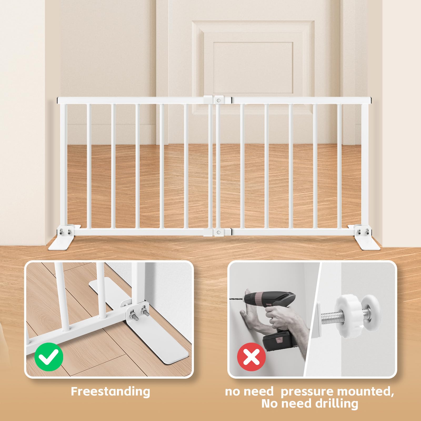 YORWHIN dog gate doorway-setup shows quick placement without tools for busy homes