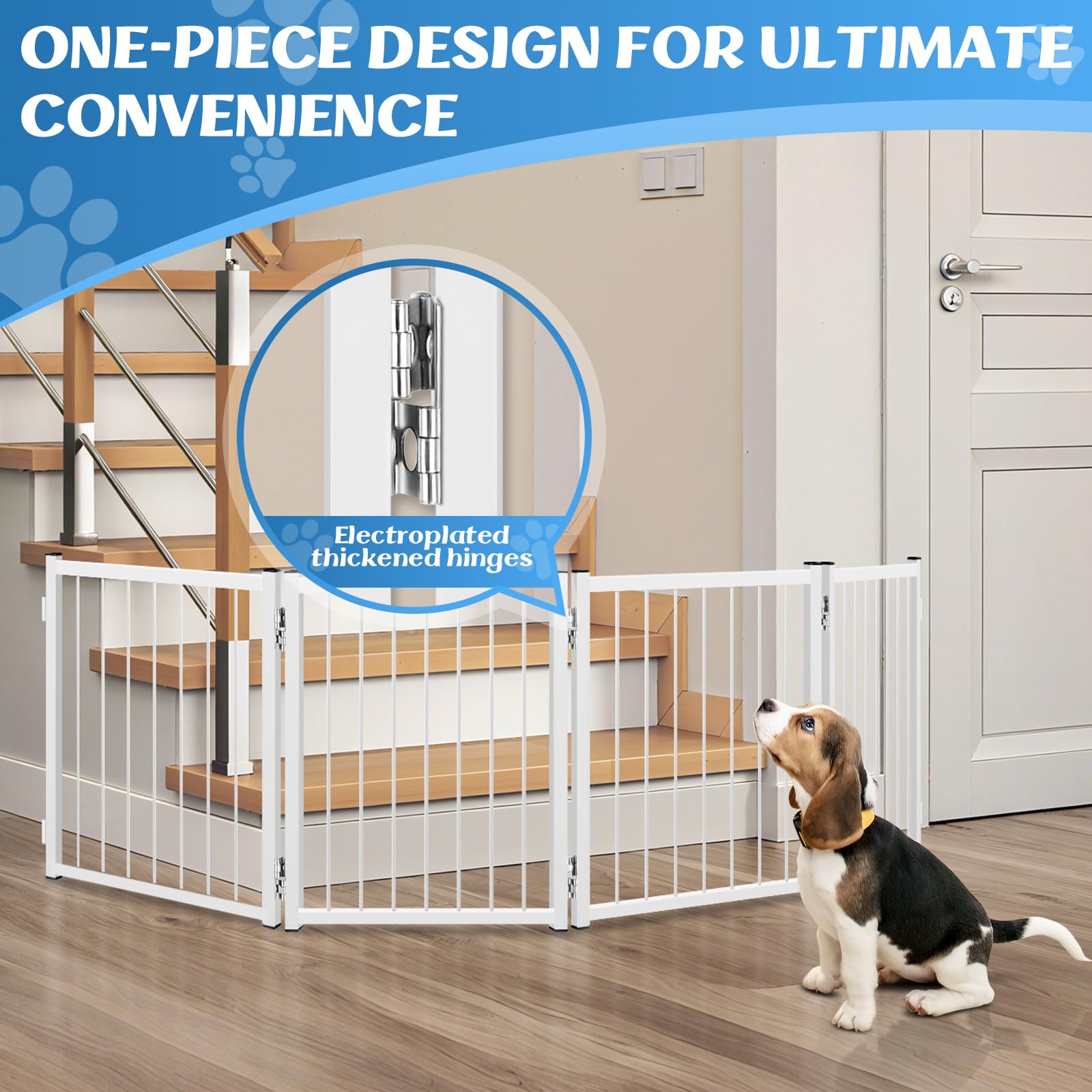 YORWHIN dog gate for indoor/outdoor use adapts to spaces.