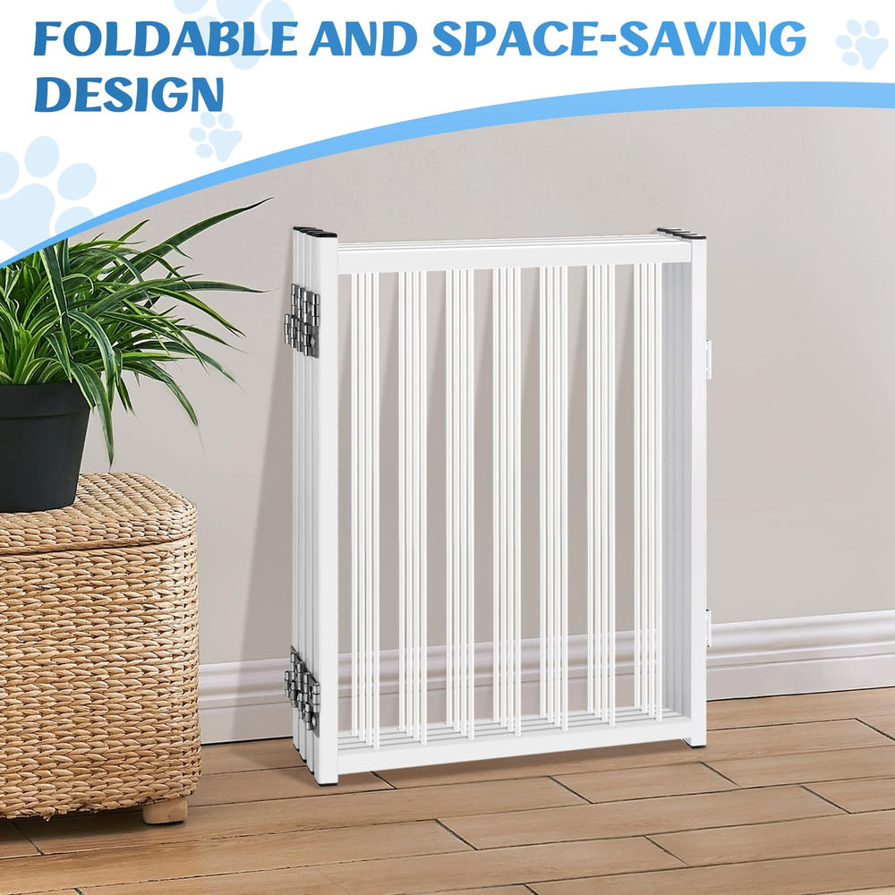 YORWHIN dog gate at stairs and doorways shows quick setup.