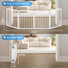 YORWHIN freestanding short dog gate folded compact illustrates easy storage.