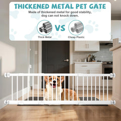 YORWHIN metal dog gate open doorway demonstrates easy passage for humans