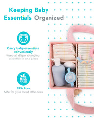 YOSING Diaper Caddy shows 13 compartments for organized baby gear during outings.