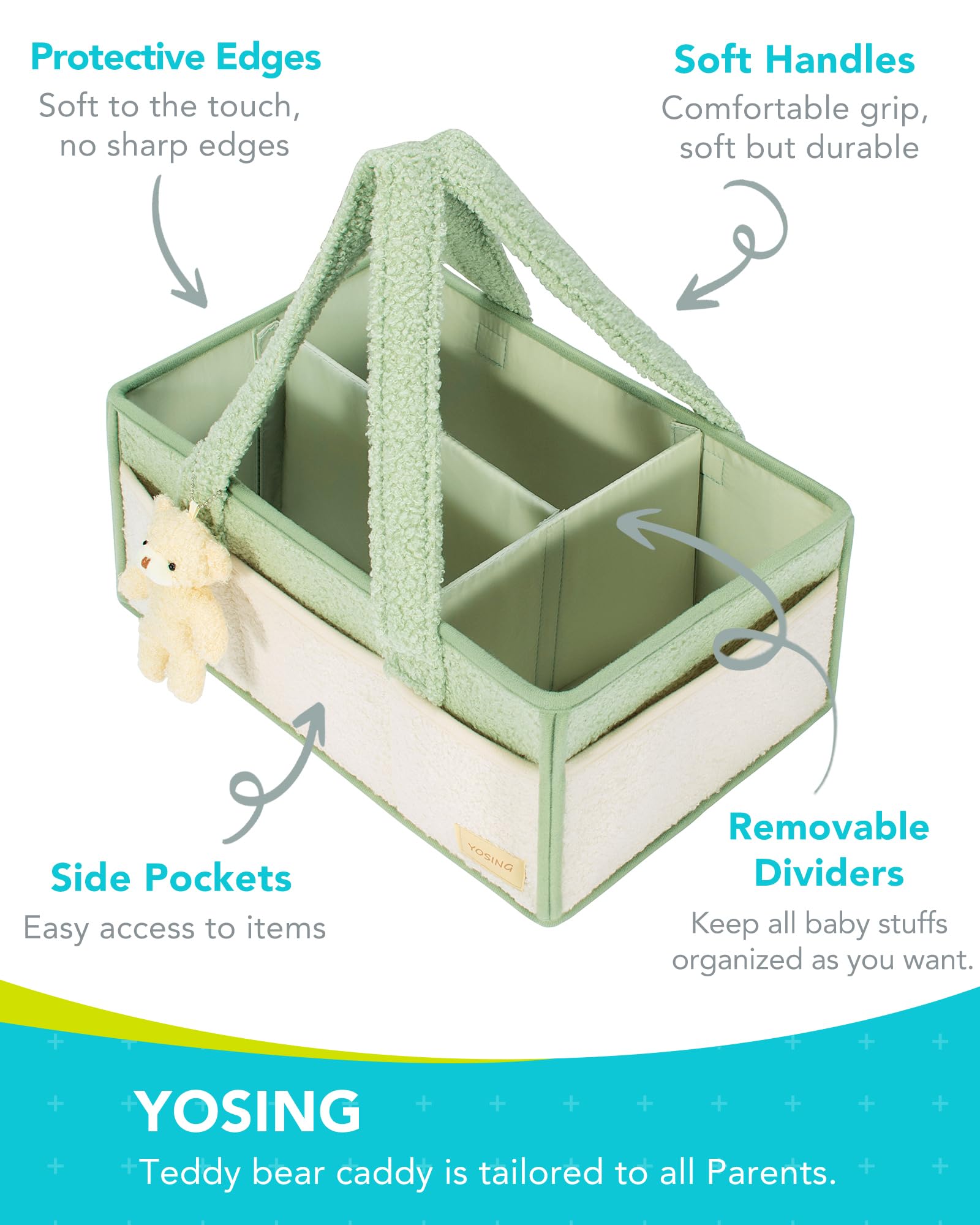 YOSING diaper caddy in car travel setup for quick diaper changes.