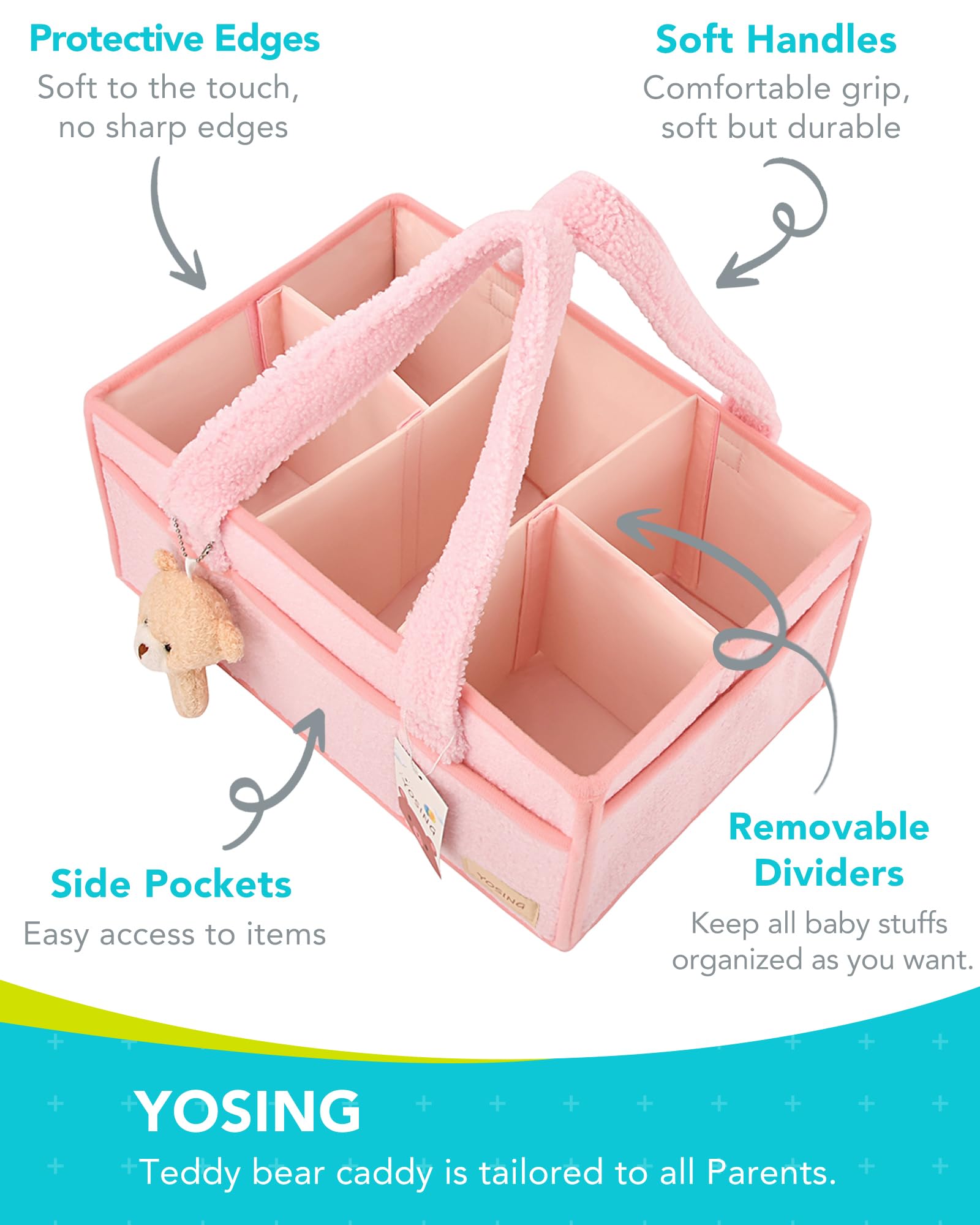 YOSING Diaper Caddy removable dividers allow flexible reconfiguration and easy cleaning.