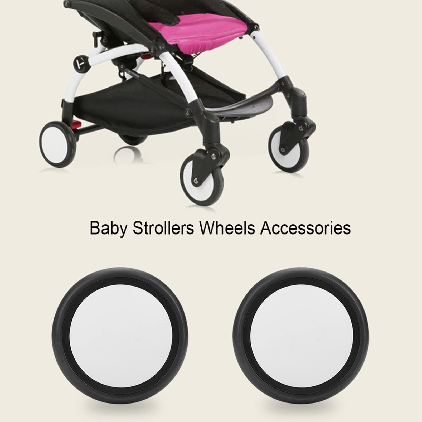 Close-up of rubber and alloy material on Yosoo stroller wheel for durability.