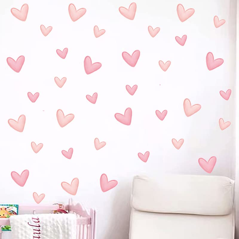 Yotdmk pink heart decor bedroom setup demonstrates easy peel-and-stick for quick transformations.