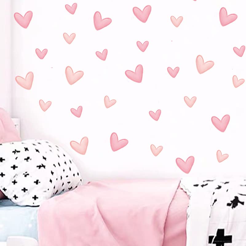 Yotdmk pink heart wall decal closeup shows vibrant color and smooth vinyl finish.