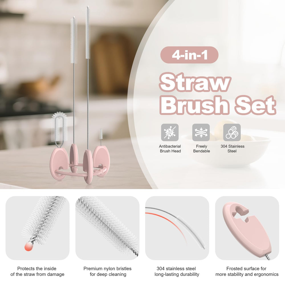 YOTIME 7mm and 10mm straw brushes cleaning wide and narrow straws.