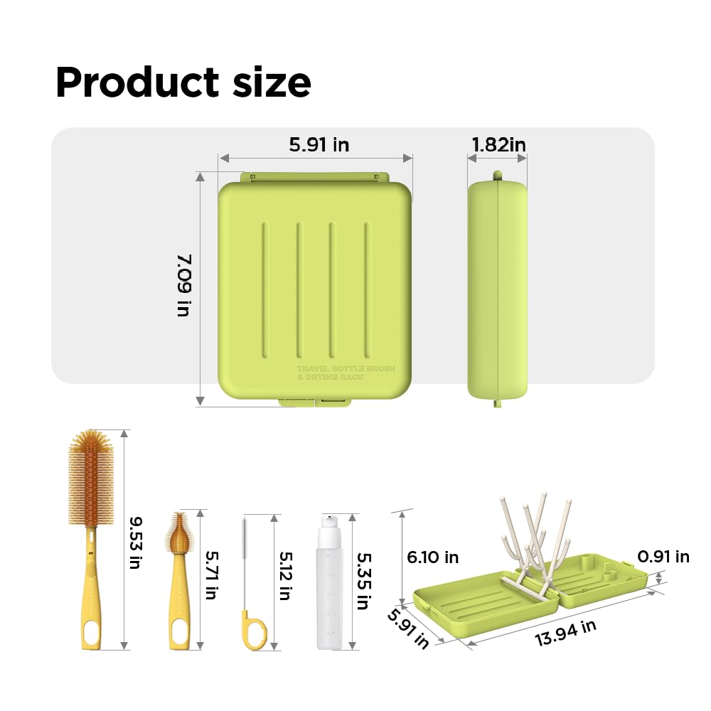 YOTIME bottle nipple brush included for gentle, effective baby bottle care.