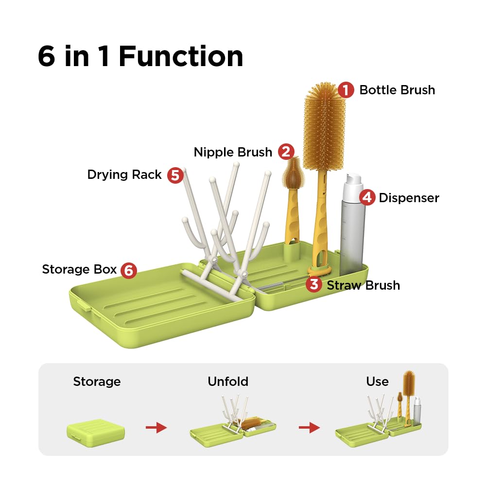 YOTIME straw brush in travel set for easy cleaning of sipping tubes.