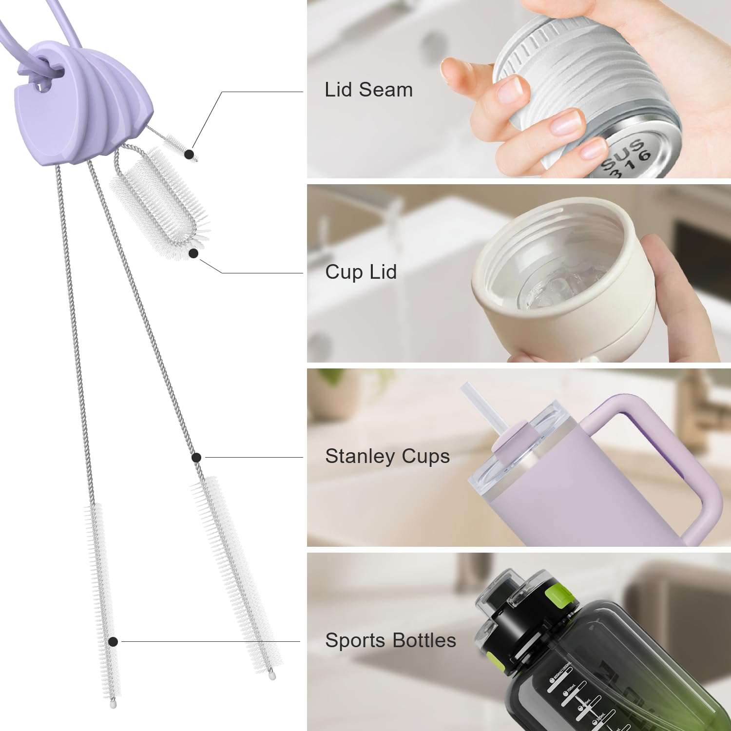 YOTIME crevice brush reaches tight corners for thorough cleaning.