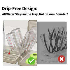YOTIME leak-proof drying tray contains spills while drying bottles and brushes.