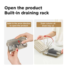 YOTIME vertical brush holders on drying tray promote quick, hygienic air-drying.