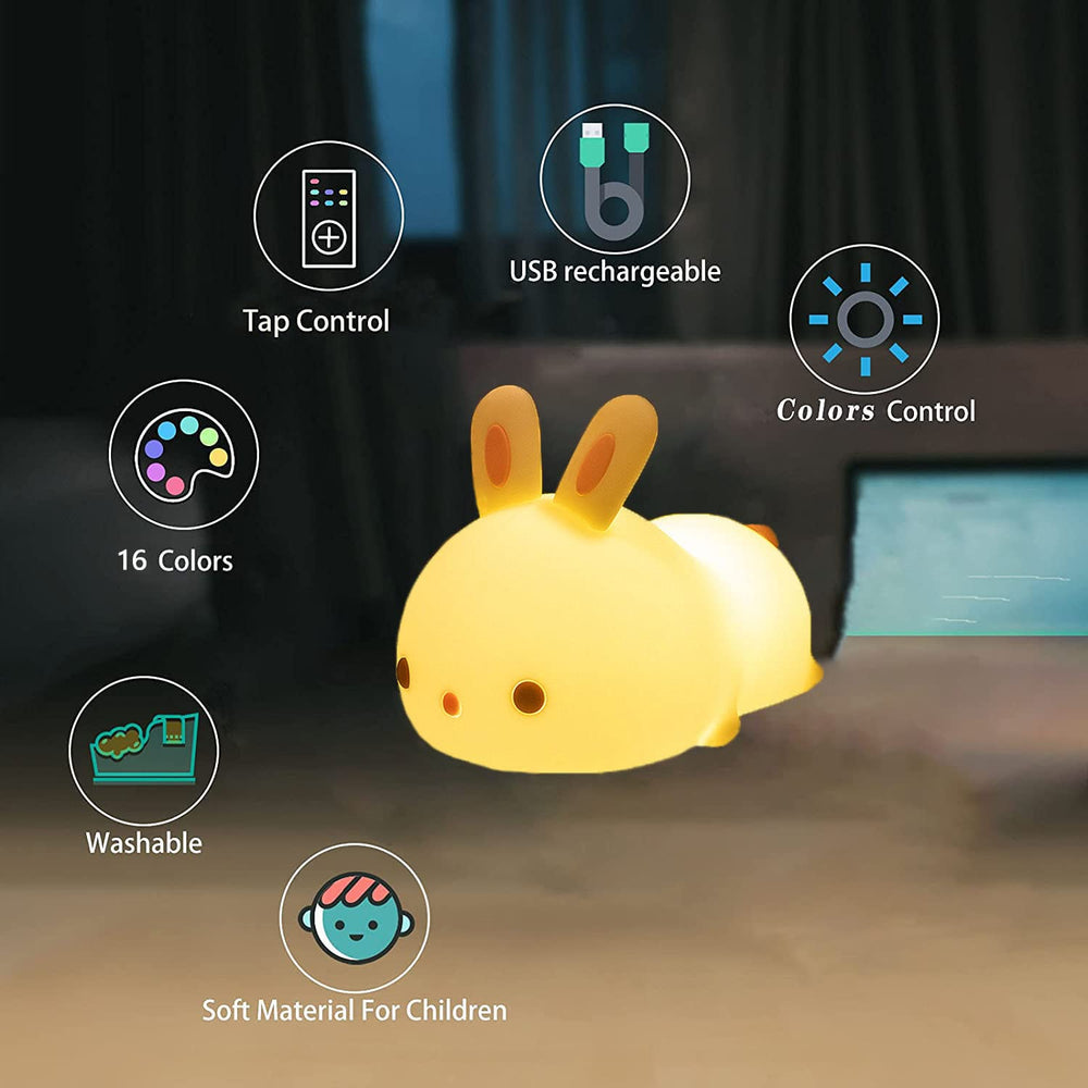 YOTOZU bunny night light showing 16 colors for playful mood options
