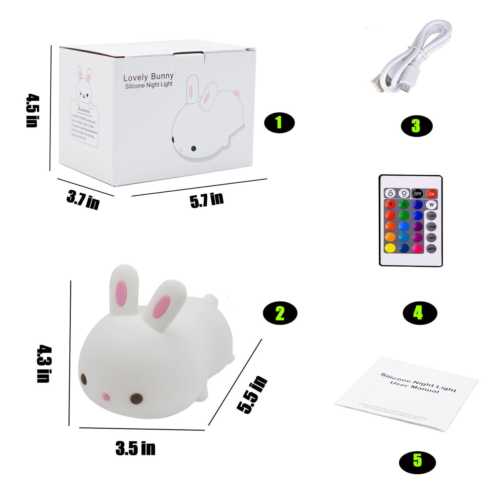 YOTOZU Bunny Night Light presents a soothing color spectrum for bedtime routines.